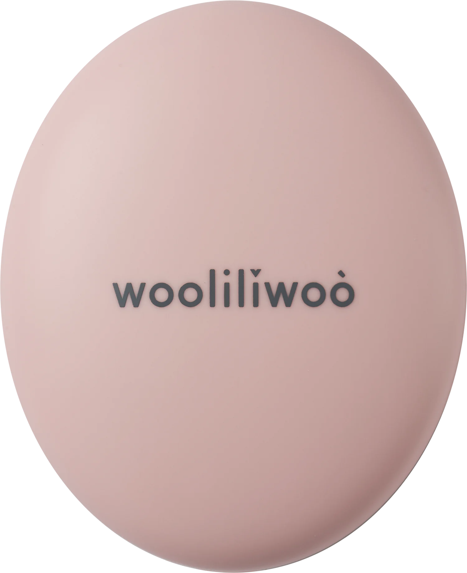 Wooliliwoo Sun Balm compact, closed — soft-touch egg-shaped case